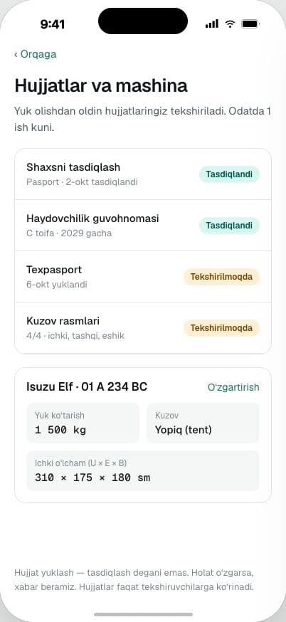 Hujjatlar va mashina ekrani