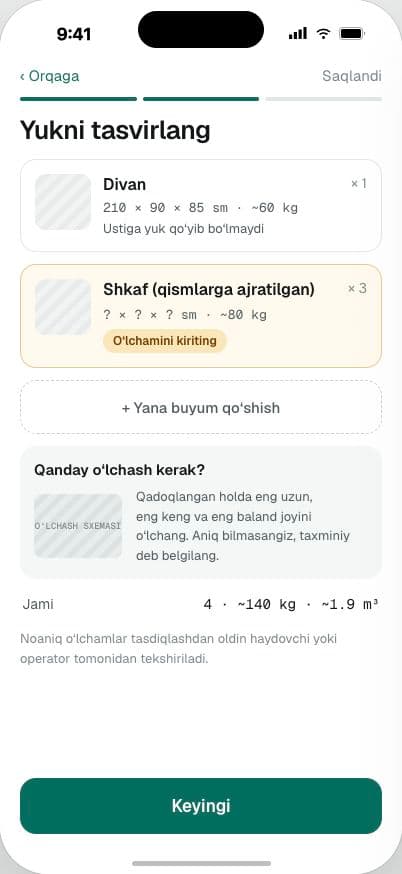 Yukni tasvirlash ekrani